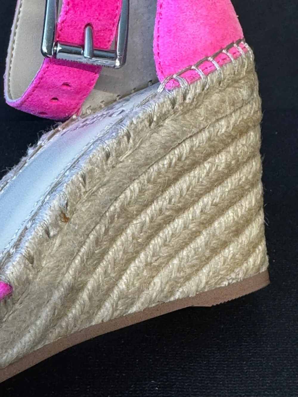 Vince Camuto Pink Suede Espadrille Wedge Sandals Ankle Strap Size 6.5